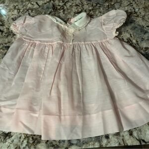 Vintage Pink Baby Dress with Lace Trim
